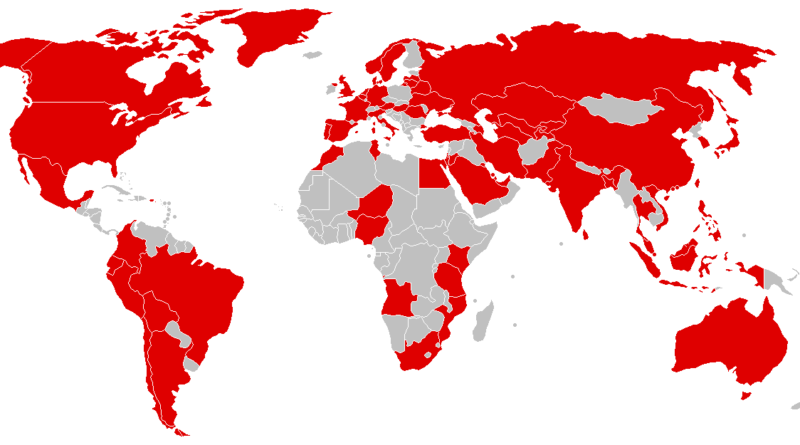 Countries affected by WannaCry ransomware